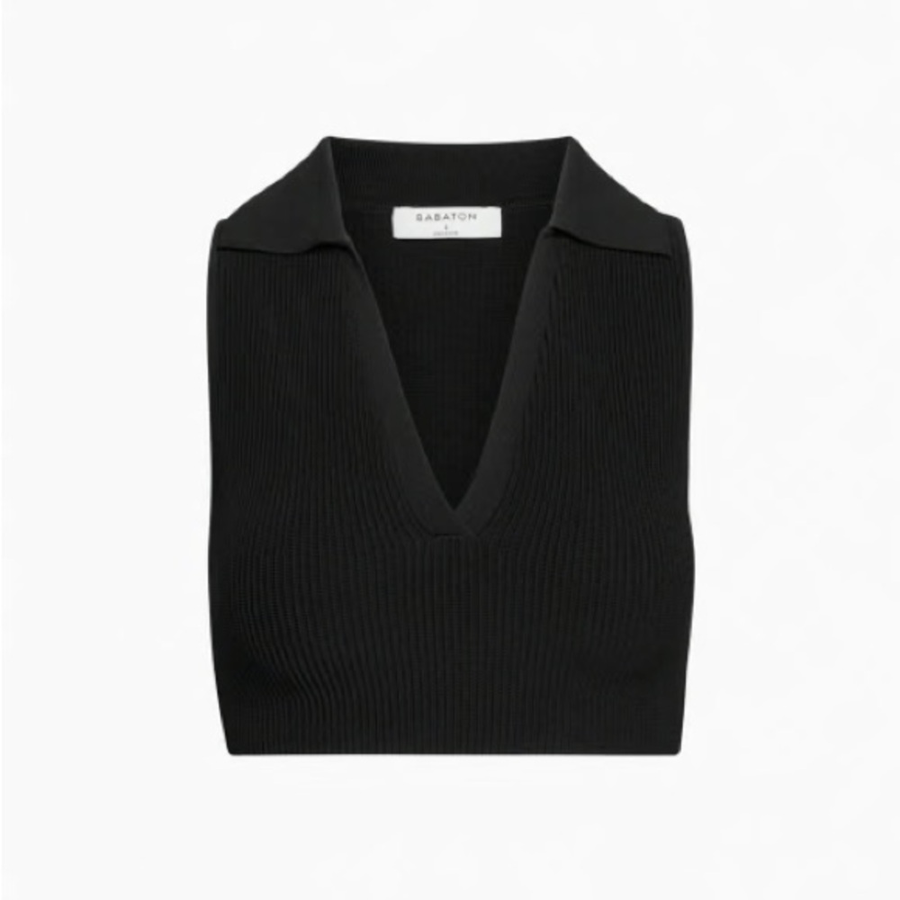 Aritzia Babaton Sculpt Knit Polo Top Size Small
